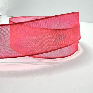 Pink Semi Sheer 1.5” Wide Wire Edge Ribbon 