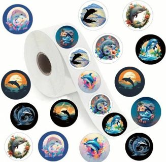 ➡️NEW⭕(10) 1" BEAUTIFUL DOLPHIN STICKERS!!⭕OCEAN ANIMAL (SET 2 of 3)