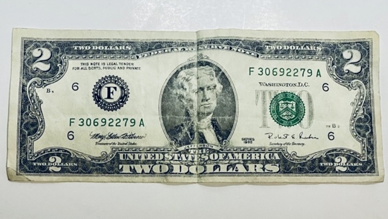 1995 $2 Dollar Bill