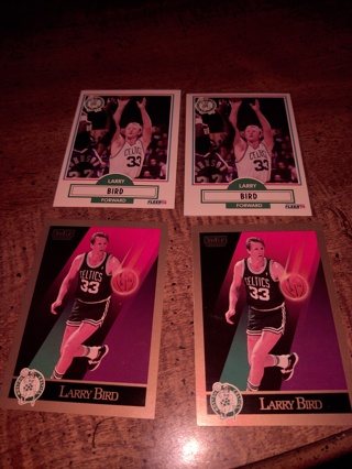 Four card lot NBA veteran Larry Bird Boston Celtics