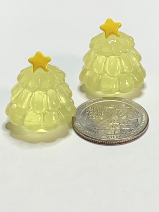 CHRISTMAS TREES~#1~YELLOW~SET OF 2 TREES~GLOW IN THE DARK~FREE SHIPPING!