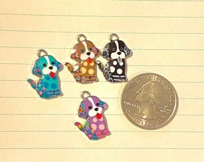 4 pc enamel puppy charms  ( colors may differ a little)