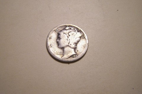 Silver 1934-D Winged Liberty Head Mercury Dime