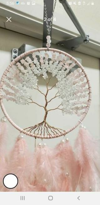 Rose Quartz gem Tree dream catcher.