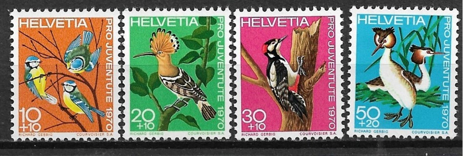 1970 Switzerland ScB394-7 Complete Pro Juventute/Birds set of 4 MNH