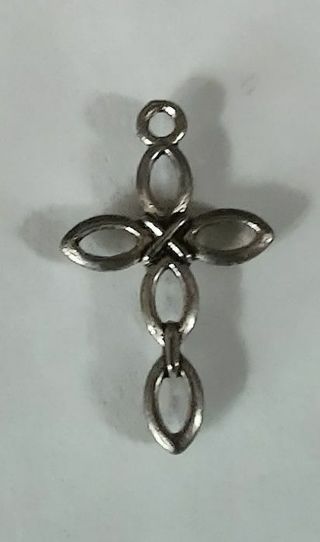 1 Large silver tone religious over 1 inch cross charm