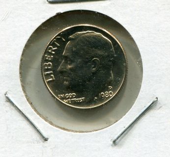 1980 D Roosevelt Dime-From Mint Set-B.U.