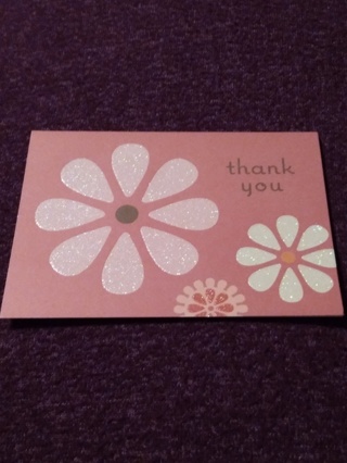 Glittery Floral Notecard - thank you