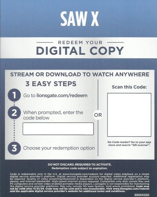 Saw X-Blu-ray Digital Copy