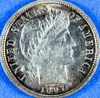 1897 Dime, Barber, Genuine, Guaranteed Refund ,Circulated, Best Features, Refundable, Insured