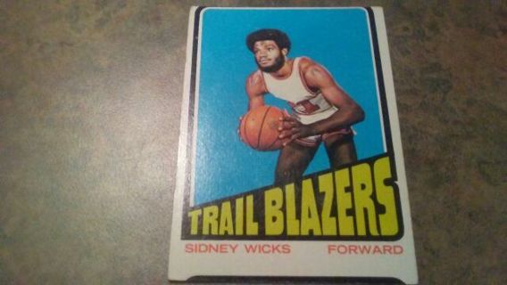 1972/1973 T.C.G. SIDNEY WICKS TRAILBLAZERS VINTAGE BASKETBALL CARD# 20