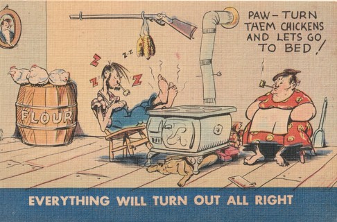 Vintage Unused Postcard: b: Comic, Linen: Everything Will Turn Out All right