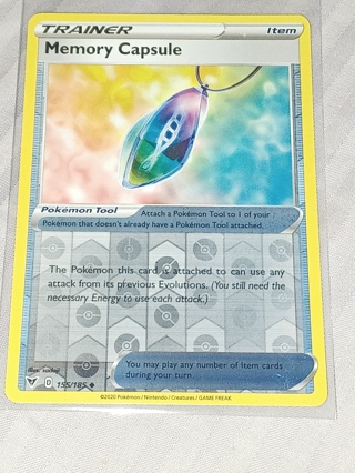 MEMORY CAPSULE TRAINER REVERSE HOLOGRAPHIC POKEMON MINT CONDITION CARD