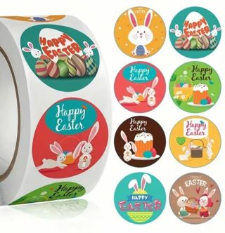 ↗️⭕NEW⭕(8) 1" HAPPY EASTER STICKERS!!