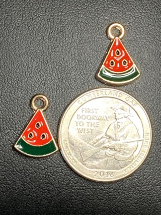 FRUIT CHARMS~#18~WATERMELON SLICES~SET OF 2~FREE SHIPPING!