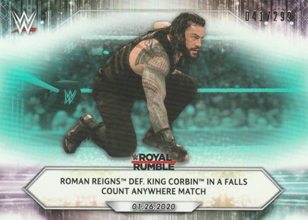 2021 Topps WWE - Roman Reigns "AQUA" Parallel SP numbered 41/299