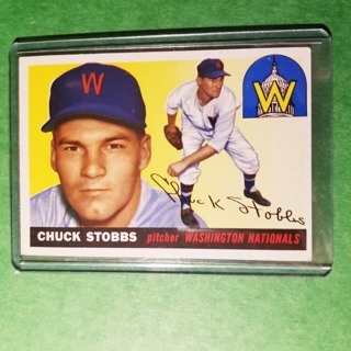 1955 TOPPS BASEBALL CARD - NO. 41 - CHUCK STOBBS - SENATORS - EXMT- NRMT. 