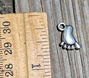 FOOT Charm DOUBLE SIDED Silvertone   Scrapbooking  Pen Pal  Card Making Jewerly Crafting