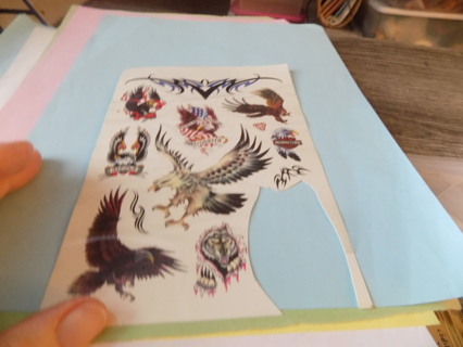 Sheet # 2 Temporary Tattoos Eagles, scrolls and a wolf