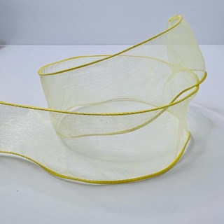 Yellow Sheer Wire Edge 2” Wide Ribbon