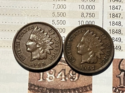 Strong XF+ Indian head Cents 