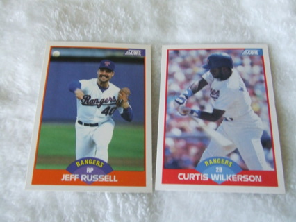 1989 Texas Rangers Score Team Card Lot of 2