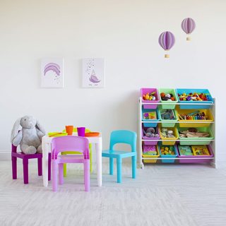 Kids' Toy Storage Organizer with 12 Plastic Bins