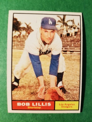 1961 - TOPPS EXMT - NRMT BASEBALL - CARD NO. 38 - BOB LILLIS -  DODGERS