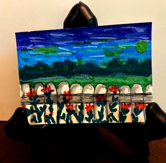 ACEO New Painting, "Looking Across The Fence" signed