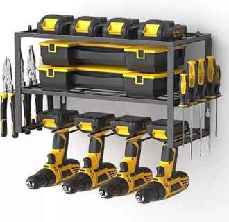 Wall Mount Power Tool & Drill Rack Storage Organizer & Shelf