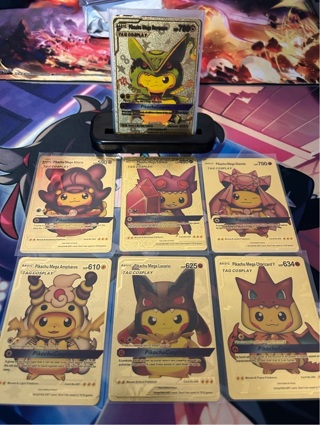 Pakichu Mega TAG COSPLAY Pokemon Gold Foil Fan Art Cards