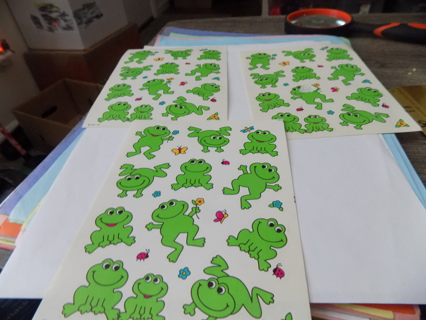 Set of 3 sheets of Frog stickers