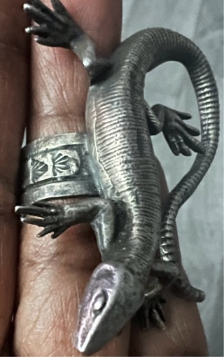 Custom Made Lizard Ring 2 1/2” L x 2 1/4’ W (heavyweight & sizeable)