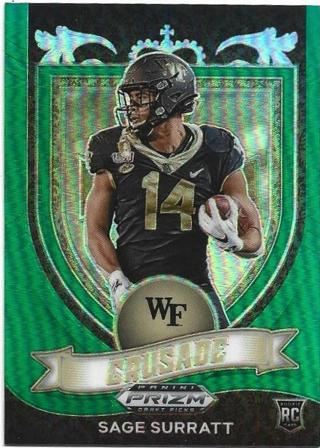 2021 PRIZM DRAFT PICKS SAGE SURRATT CRUSADE GREEN PRIZM REFRACTOR ROOKIE CARD