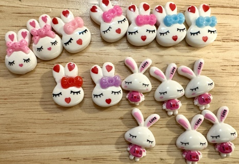 ♥♡♥♡♥KAWAII BUNNIES CABOCHONS/EMBELLISHMENTS!!!♥♡♥♡♥