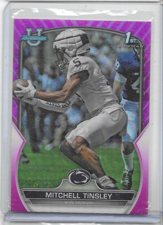 Mitchell Tinsley 2022 Bowman Chrome University Pink Refractor #72