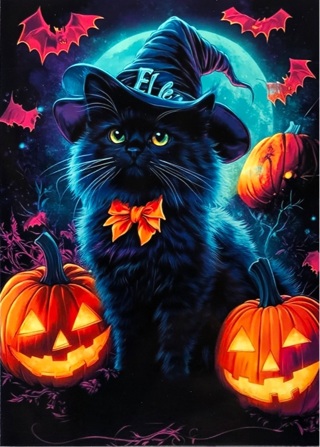 Cute Halloween Kitty - 3 x 5” MAGNET - GIN ONLY