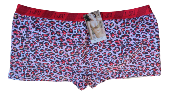 Fits Size M Medium Red Black Animal Print Boyshort Panties Stretch Cotton