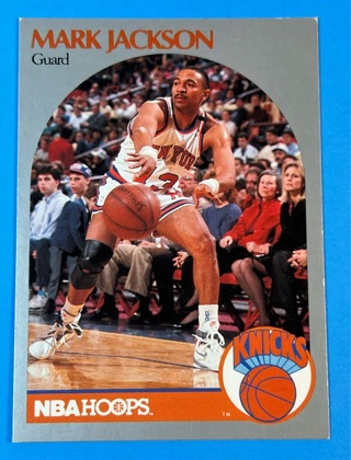 $$ 1990-91 NBA Hoops Mark Jackson Melendez Brothers in the background #205