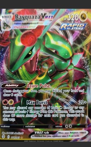 NM Ultra Rare Rayquaza VMAX Textured full Art Pokemon card TCG SWSH