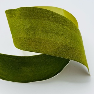 Moss Green Velvette Vintage 2.5” Wide Ribbon 