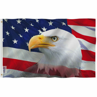 New Anley 3x5 Foot US Bald Eagle Decorative Flag - Patriotic Bald Eagle Flags