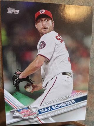 2017 TOPPS LEAGUE LEADERS MAX SCHERZER WASHINGTON NATIONALS BASEBALL CARD# 146