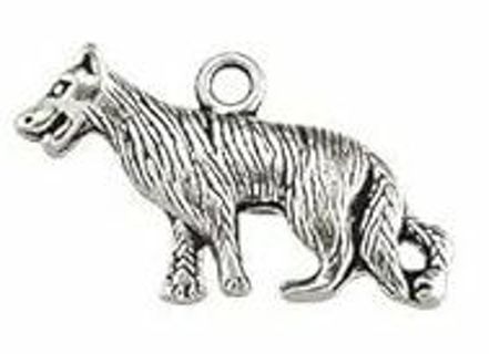 5PC ANTIQUE SILVER WOLF CHARMS STYLE 5 (PLEASE READ DESCRIPTION