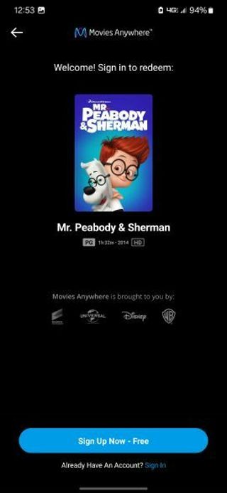 Mr. peabody and sherman Digital HD movie code MA/VUDU/iTunes