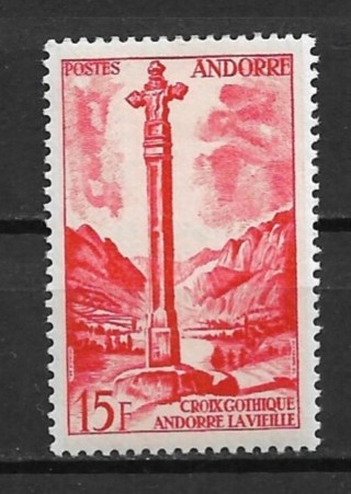 1955 Andorra (French) Sc132 15f Gothic Cross MH