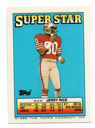 1988 Topps Jerry Rice Card Sticker