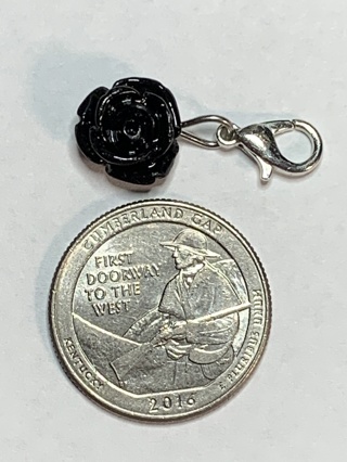 ❣ROSE DANGLE FLOWER CHARM~#5~BLACK~1 CHARM ONLY~WITH LOBSTER CLASP~FREE SHIPPING❣