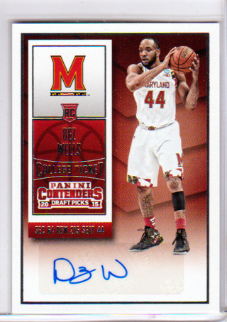 Dez Wells, 2015 Panini College Ticket ROOKIE AUTO Draft Picks Card #191, University of Maryland, (L1