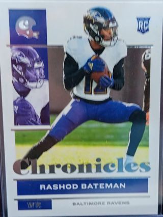 2021 PANINI CHORONICLES RASHOD BATEMAN ROOKIE RC # 8 BALTIMORE RAVENS